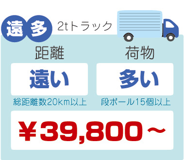 引越し 遠距離+荷物多い 料金39,800円~